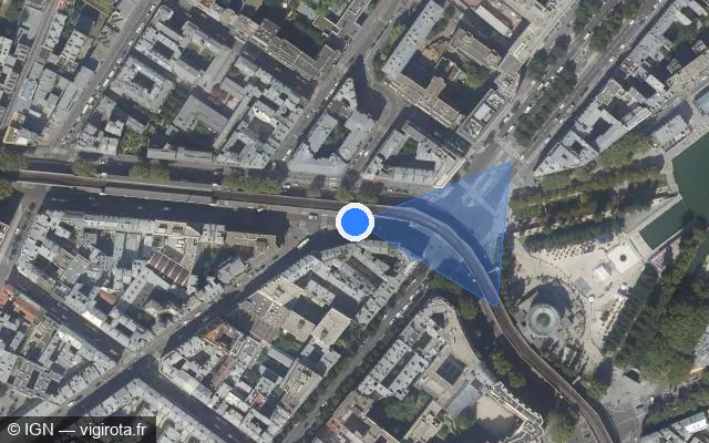 Vue satellite de l'emplacement du radar de feu rouge à Le Pré-Saint-Gervais sur Boulevard de la Villette