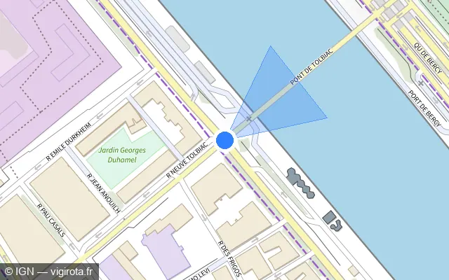 Vue plan de l'emplacement du radar de feu rouge à Charenton-le-Pont sur Pont de Tolbiac