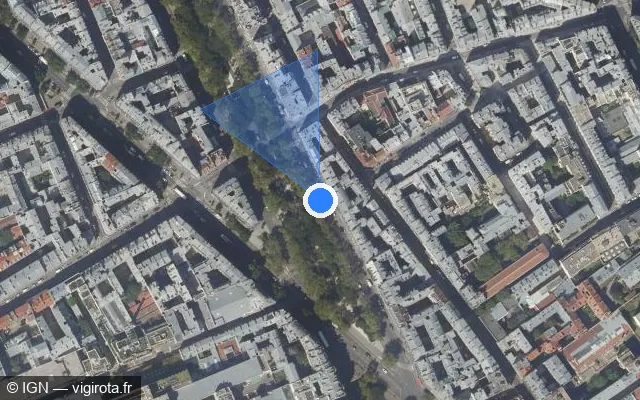 Vue satellite de l'emplacement du radar de feu rouge à Paris sur Boulevard Richard-Lenoir