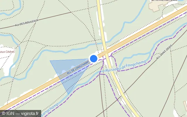 Vue plan de l'emplacement du radar de feu rouge à Neuilly-sur-Seine sur Allée de Longchamp