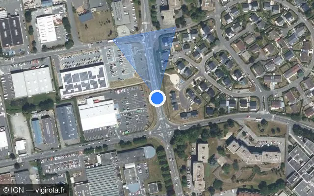 Vue satellite de l'emplacement du radar de feu rouge à Sainte-Adresse sur Rue Irène Joliot-Curie / D 147
