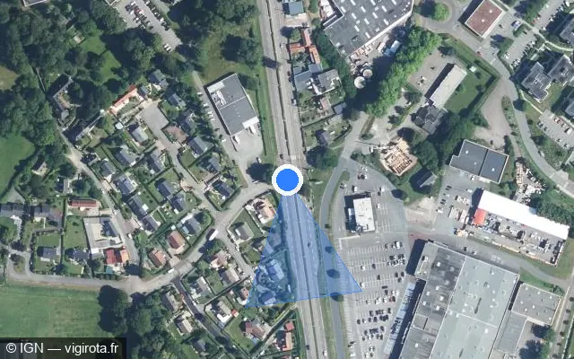 Vue satellite de l'emplacement du radar de feu rouge à Dieppe sur Avenue des Canadiens