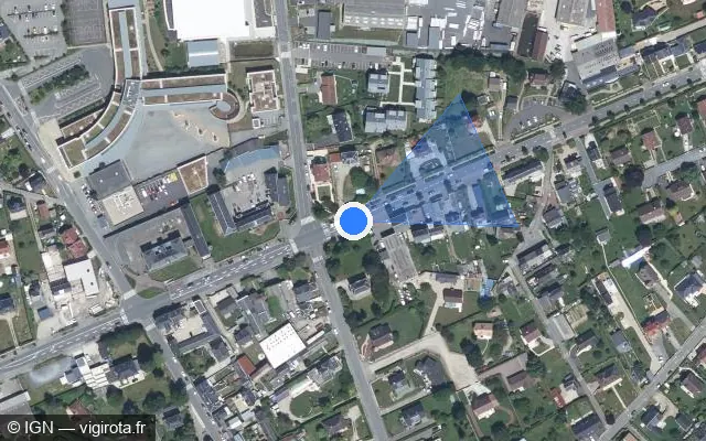 Vue satellite de l'emplacement du radar de feu rouge à Saint-Romain-de-Colbosc sur Avenue Maréchal de Lattre de Tassigny / D 6015