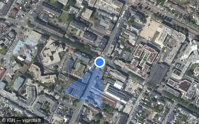 Vue satellite de l'emplacement du radar de feu rouge à Sotteville-lès-Rouen sur Rue d'Elbeuf
