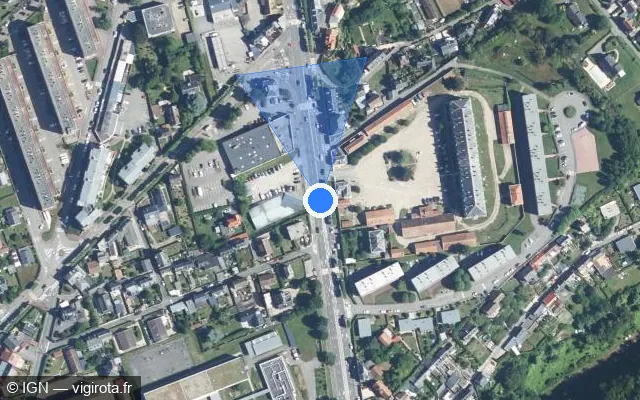 Vue satellite de l'emplacement du radar de feu rouge à Dieppe sur Avenue des Canadiens / D 925