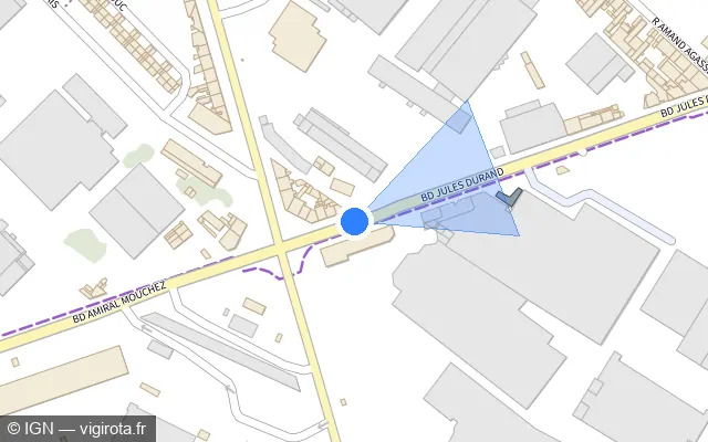 Vue plan de l'emplacement du radar de feu rouge à Le Havre sur Boulevard Jules Durand / D 481