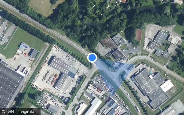 Vue satellite de l'emplacement du radar de feu rouge à Martin-Église sur D 154e