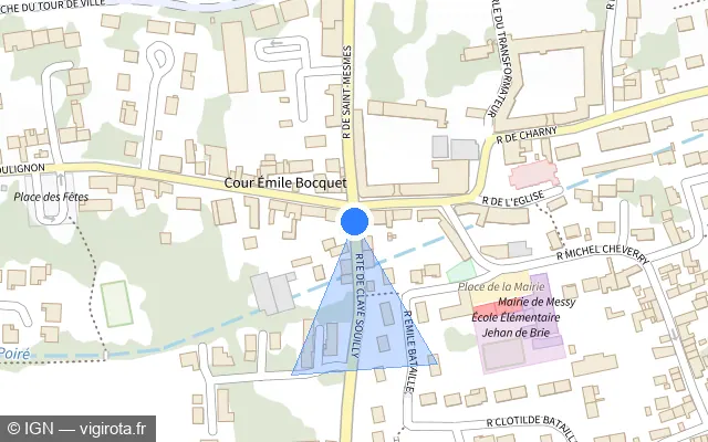 Vue plan de l'emplacement du radar de feu rouge à Messy sur Rue de Claye-Souilly / D 404