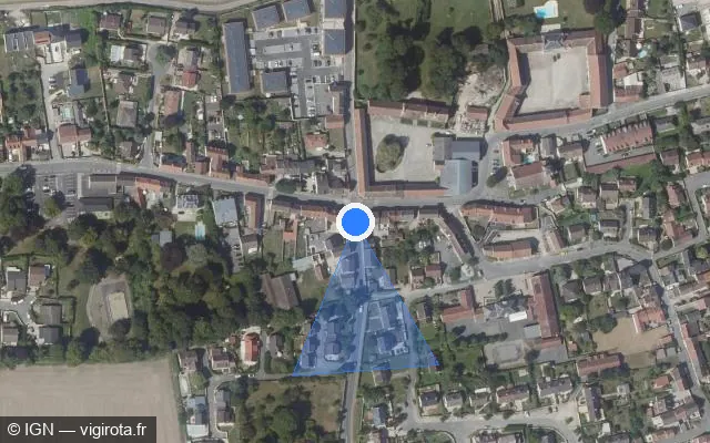 Vue satellite de l'emplacement du radar de feu rouge à Messy sur Rue de Claye-Souilly / D 404