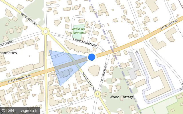 Vue plan de l'emplacement du radar de feu rouge à Chatou sur Route de Montesson / D 311