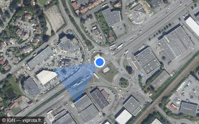 Vue satellite de l'emplacement du radar de feu rouge à Coignières sur N 10