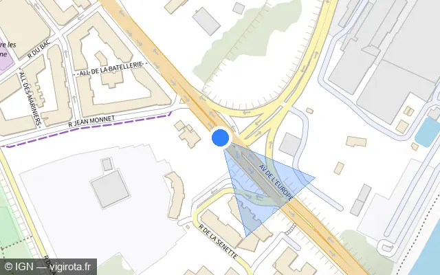 Vue plan de l'emplacement du radar de feu rouge à Carrières-sous-Poissy sur Avenue de l'Europe / D 190