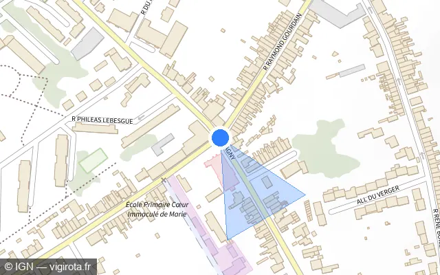 Vue plan de l'emplacement du radar de feu rouge à Longueau sur Rue de Cagny
