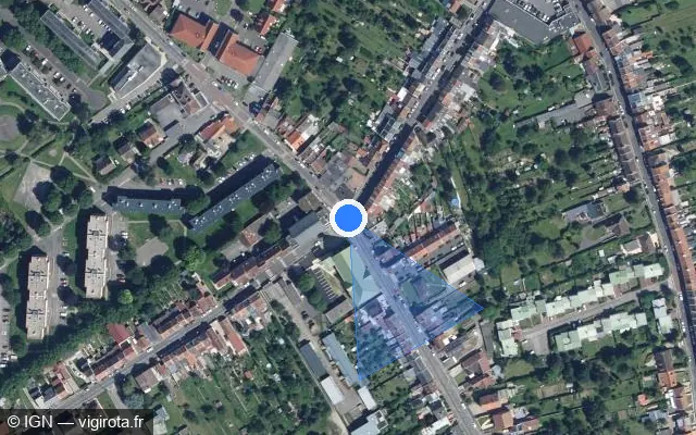 Vue satellite de l'emplacement du radar de feu rouge à Longueau sur Rue de Cagny