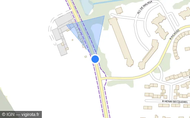 Vue plan de l'emplacement du radar de feu rouge à Amiens sur Rue Franklin Roosevelt / D 933
