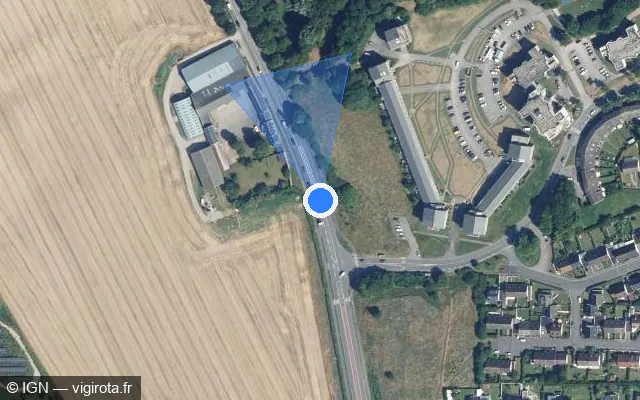 Vue satellite de l'emplacement du radar de feu rouge à Amiens sur Rue Franklin Roosevelt / D 933