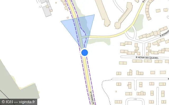 Vue plan de l'emplacement du radar de feu rouge à Amiens sur Rue Franklin Roosevelt / D 933