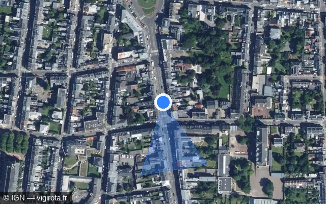 Vue satellite de l'emplacement du radar de feu rouge à Amiens sur Rue Saint-Fuscien / D 7