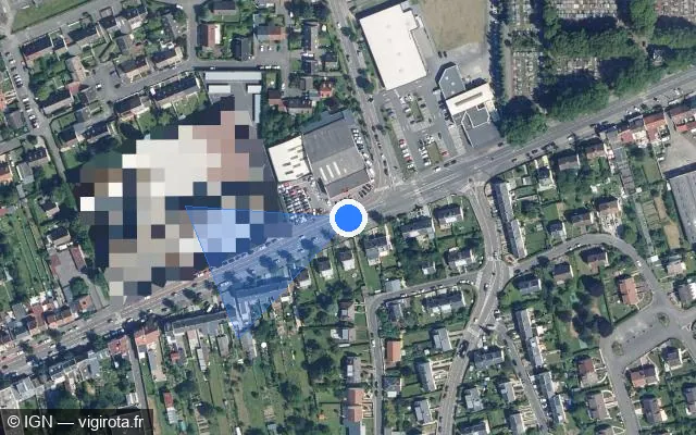 Vue satellite de l'emplacement du radar de feu rouge à Rivery sur Avenue de la Défense Passive / D 929