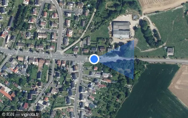 Vue satellite de l'emplacement du radar de feu rouge à Rivery sur D 1