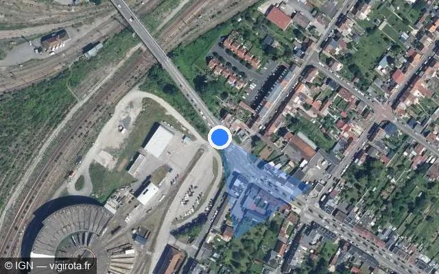 Vue satellite de l'emplacement du radar de feu rouge à Longueau sur Avenue Henri Barbusse