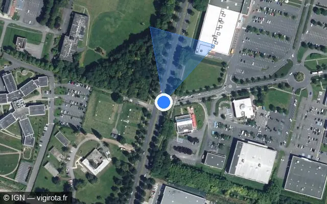 Vue satellite de l'emplacement du radar de feu rouge à Dury sur Route d'Amiens / D 1001
