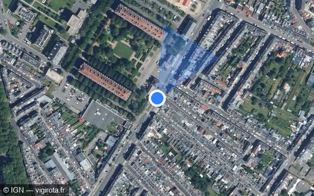Vue satellite de l'emplacement du radar de feu rouge à Amiens sur Avenue du Général Foy