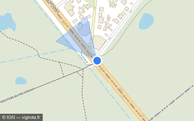 Vue plan de l'emplacement du radar de feu rouge à Épinay-sous-Sénart sur N 6