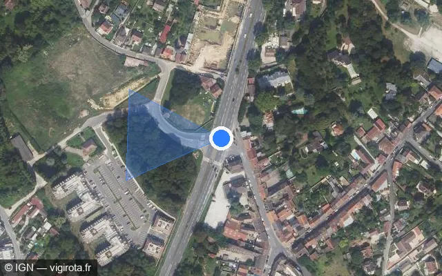 Vue satellite de l'emplacement du radar de feu rouge à Montlhéry sur Porte des Deux Limons