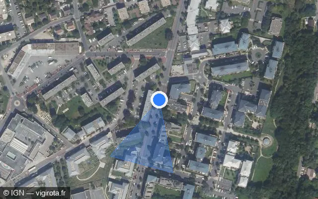 Vue satellite de l'emplacement du radar de feu rouge à Corbeil-Essonnes sur Boulevard Henri Dunant / N 191