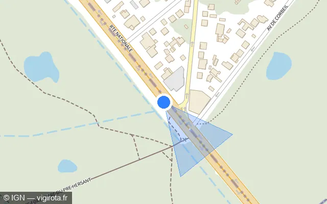 Vue plan de l'emplacement du radar de feu rouge à Épinay-sous-Sénart sur N 6