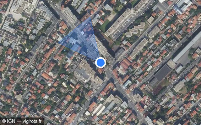 Vue satellite de l'emplacement du radar de feu rouge à Bois-Colombes sur Avenue d'Argenteuil