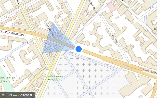 Vue plan de l'emplacement du radar de feu rouge à Boulogne-Billancourt sur Boulevard de la République / D 50