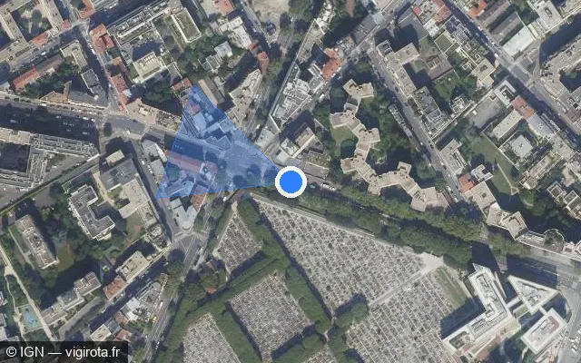 Vue satellite de l'emplacement du radar de feu rouge à Boulogne-Billancourt sur Boulevard de la République / D 50