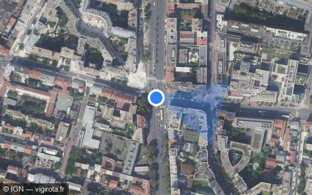 Vue satellite de l'emplacement du radar de feu rouge à Montrouge sur Rue Gabriel Péri / D 50