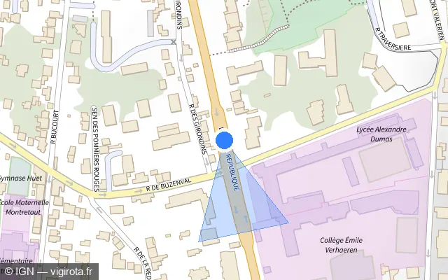 Vue plan de l'emplacement du radar de feu rouge à Saint-Cloud sur Boulevard de la République / D 985
