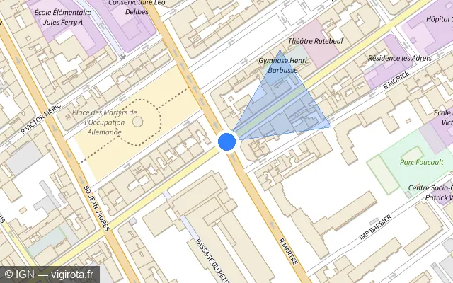 Vue plan de l'emplacement du radar de feu rouge à Clichy sur Rue Henri Barbusse / D 17
