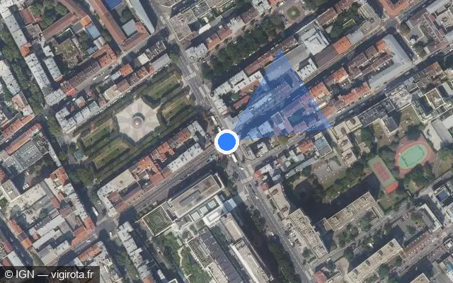 Vue satellite de l'emplacement du radar de feu rouge à Clichy sur Rue Henri Barbusse / D 17