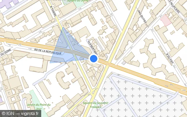 Vue plan de l'emplacement du radar de feu rouge à Boulogne-Billancourt sur Boulevard de la République / D 50
