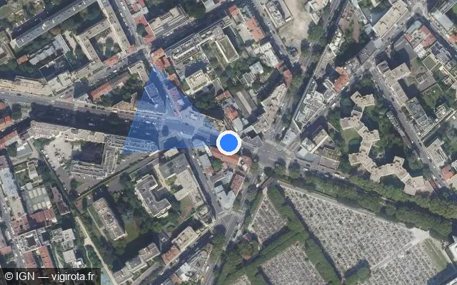 Vue satellite de l'emplacement du radar de feu rouge à Boulogne-Billancourt sur Boulevard de la République / D 50