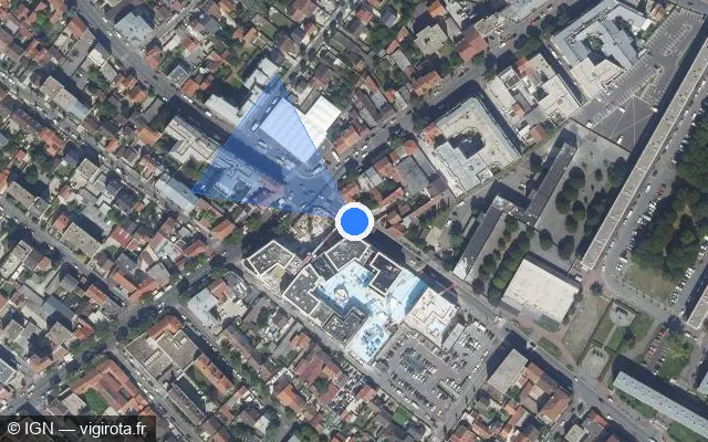 Vue satellite de l'emplacement du radar de feu rouge à Drancy sur Avenue Jean Jaurès / D 30