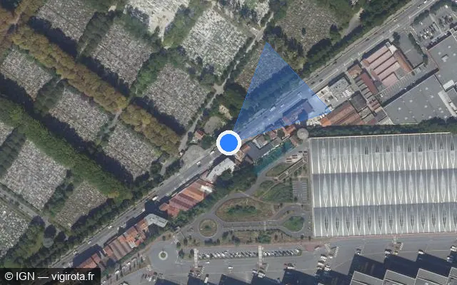 Vue satellite de l'emplacement du radar de feu rouge à Pantin sur Avenue du Général Leclerc / D 115