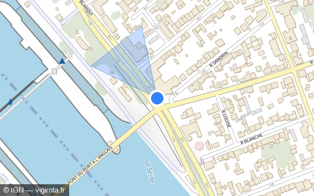 Vue plan de l'emplacement du radar de feu rouge à Alfortville sur Quai Blanqui / D 138