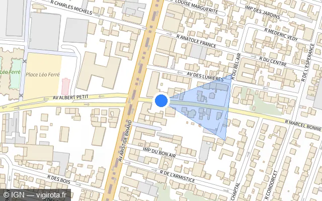Vue plan de l'emplacement du radar de feu rouge à Cachan sur Rue Marcel Bonnet / D 248