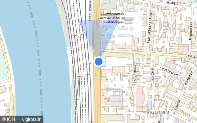 Vue plan de l'emplacement du radar de feu rouge à Villeneuve-Saint-Georges sur Rue de Paris / N 6