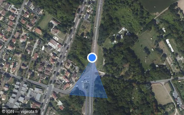 Vue satellite de l'emplacement du radar de feu rouge à Écouen sur D 316