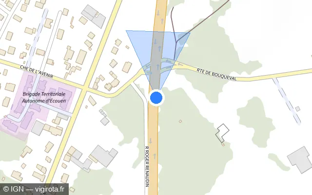 Vue plan de l'emplacement du radar de feu rouge à Écouen sur D 316