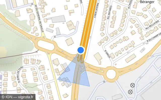 Vue plan de l'emplacement du radar de feu rouge à Groslay sur D 301