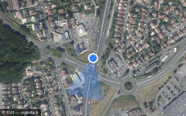 Vue satellite de l'emplacement du radar de feu rouge à Groslay sur D 301