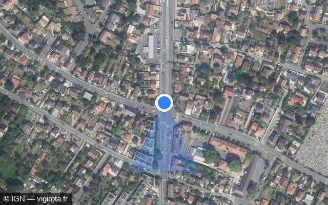 Vue satellite de l'emplacement du radar de feu rouge à Montigny-lès-Cormeilles sur Boulevard de Pontoise / D 392